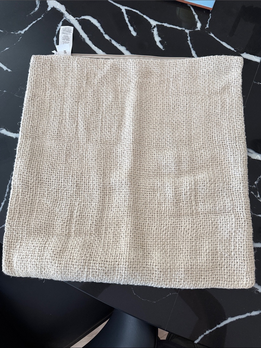 Pottery Barn Cream Woven Square Accent Pillow cover 20x20 Clean